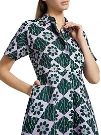 Feyi Abstract Print A-Line Maxi Shirtdress
