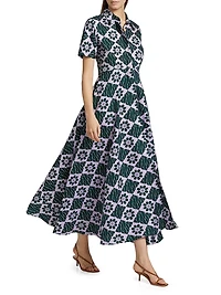 Feyi Abstract Print A-Line Maxi Shirtdress
