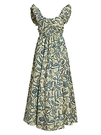 Ibukun Botanic Print Cotton A-line Maxi Dress