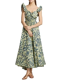 Ibukun Botanic Print Cotton A-line Maxi Dress