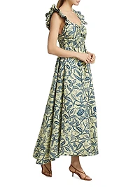 Ibukun Botanic Print Cotton A-line Maxi Dress