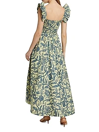 Ibukun Botanic Print Cotton A-line Maxi Dress