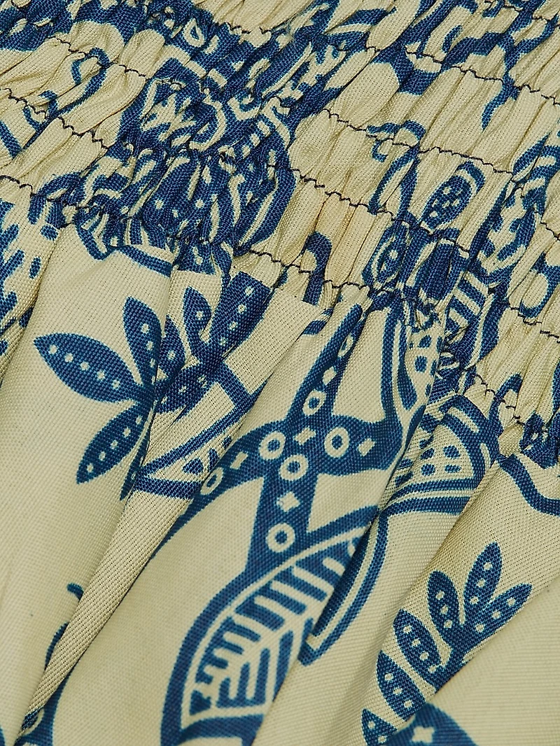 Ibukun Botanic Print Cotton A-line Maxi Dress