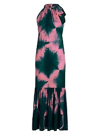 Akua Tie-Dye Halterneck A-Line Maxi Dress
