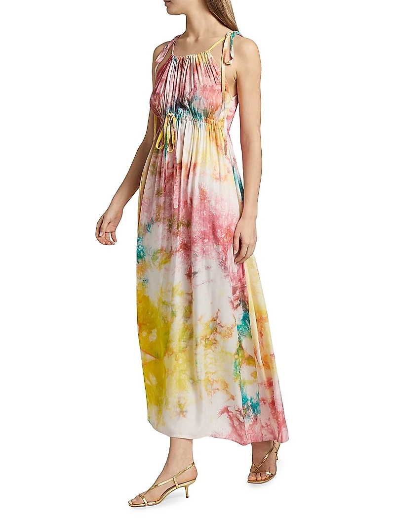 Eri Tie-Dye Drawstring Waist Maxi Dress