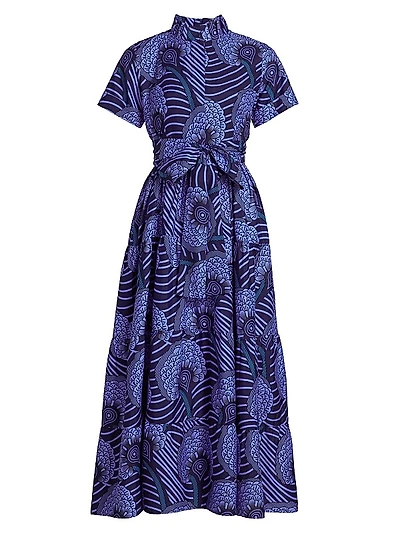 Olori Cotton Tie-Waist A-Line Maxi Dress