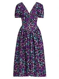 Bori Floral Puff-Sleeve Midi-Dress