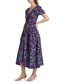 Bori Floral Puff-Sleeve Midi-Dress