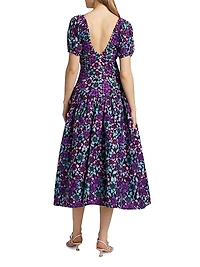 Bori Floral Puff-Sleeve Midi-Dress