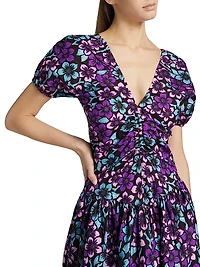 Bori Floral Puff-Sleeve Midi-Dress