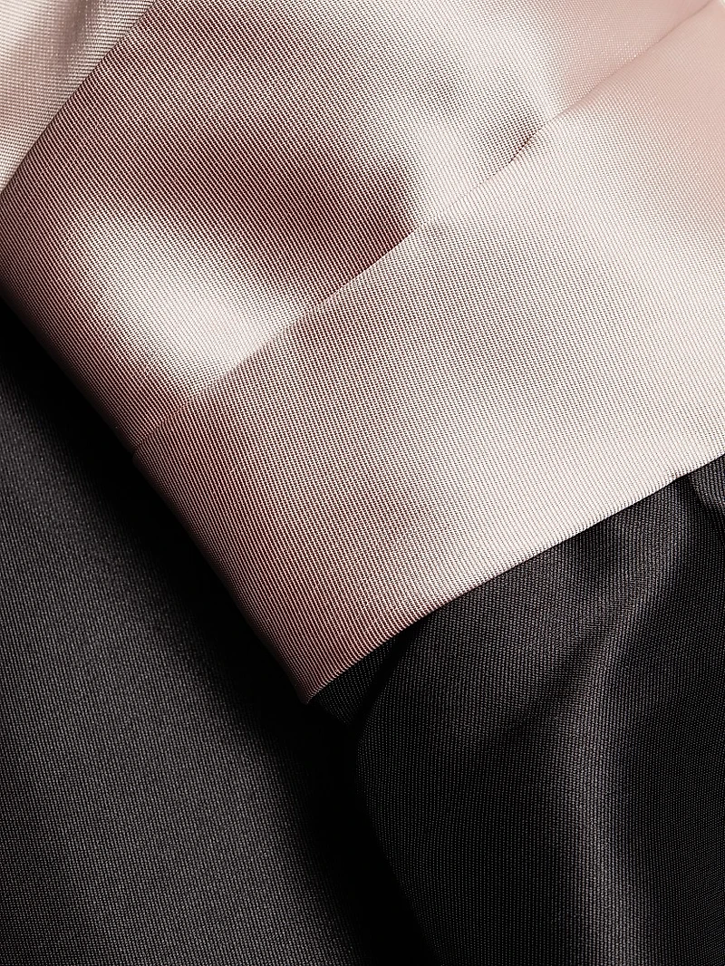 Colorblocked Satin Strapless Column Gown