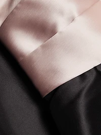 Colorblocked Satin Strapless Column Gown