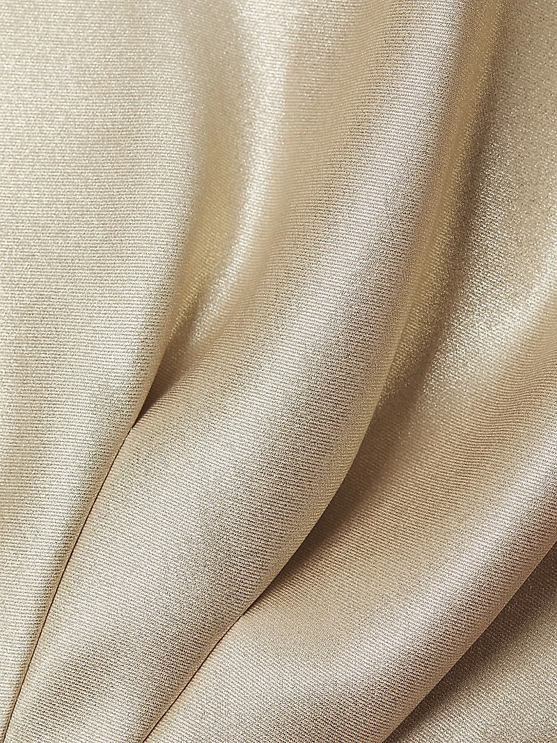 Foiled Mikado Split Highneck Sheath Dress