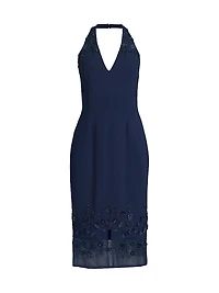 Beaded Halter Midi-Dress