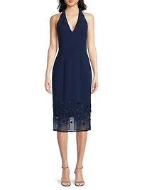 Beaded Halter Midi-Dress