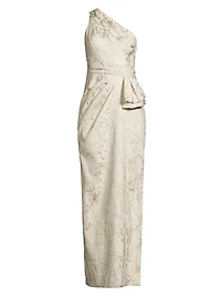 Jacquard One-Shoulder Column Gown