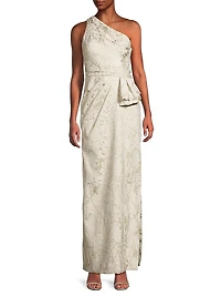 Jacquard One-Shoulder Column Gown