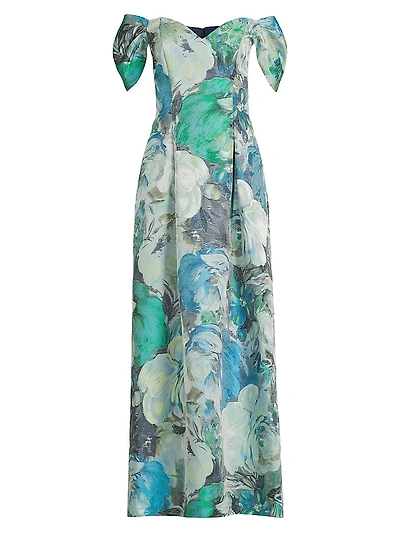 Floral Jacquard Gown