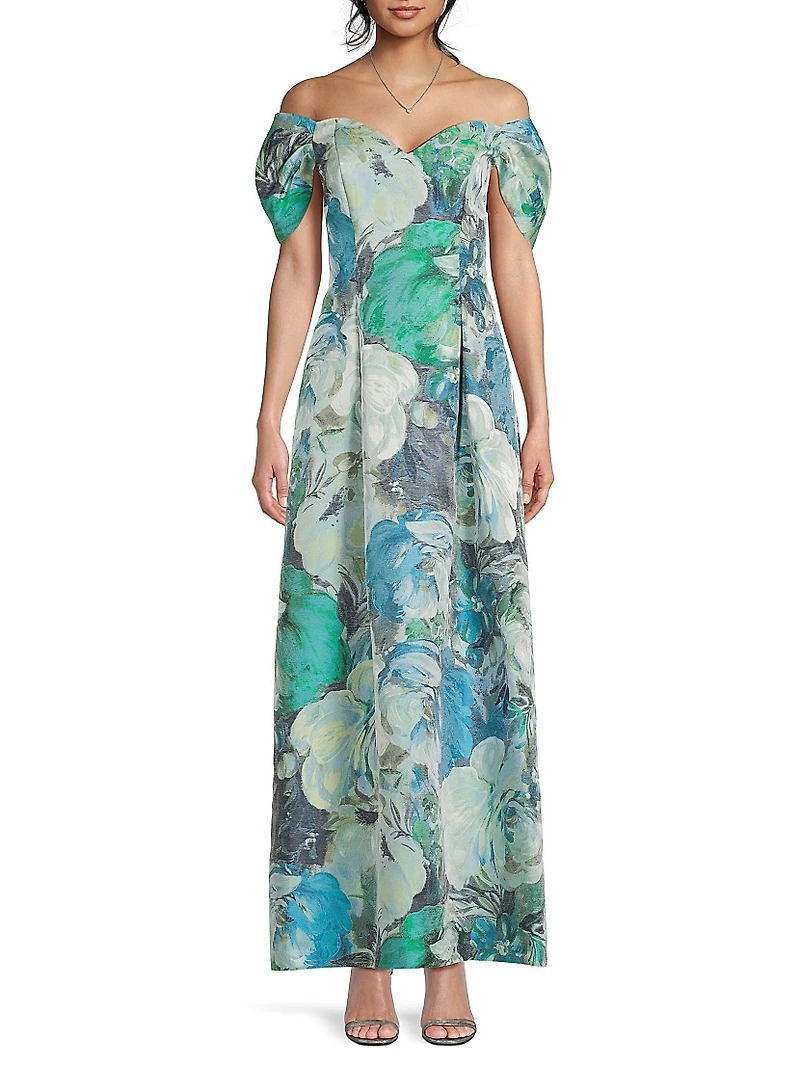 Floral Jacquard Gown