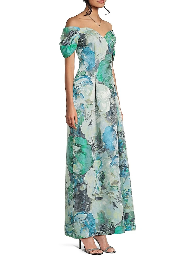 Floral Jacquard Gown