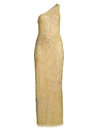 Beaded One-Shoulder Gown