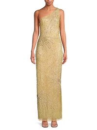 Beaded One-Shoulder Gown