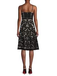 Embroidered Mesh Sweetheart A-Line Knee-Length Dress