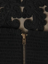 Embroidered Mesh Sweetheart A-Line Knee-Length Dress