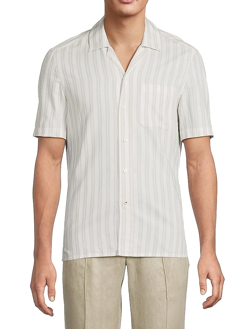 Striped Cotton-Silk Camp Shirt