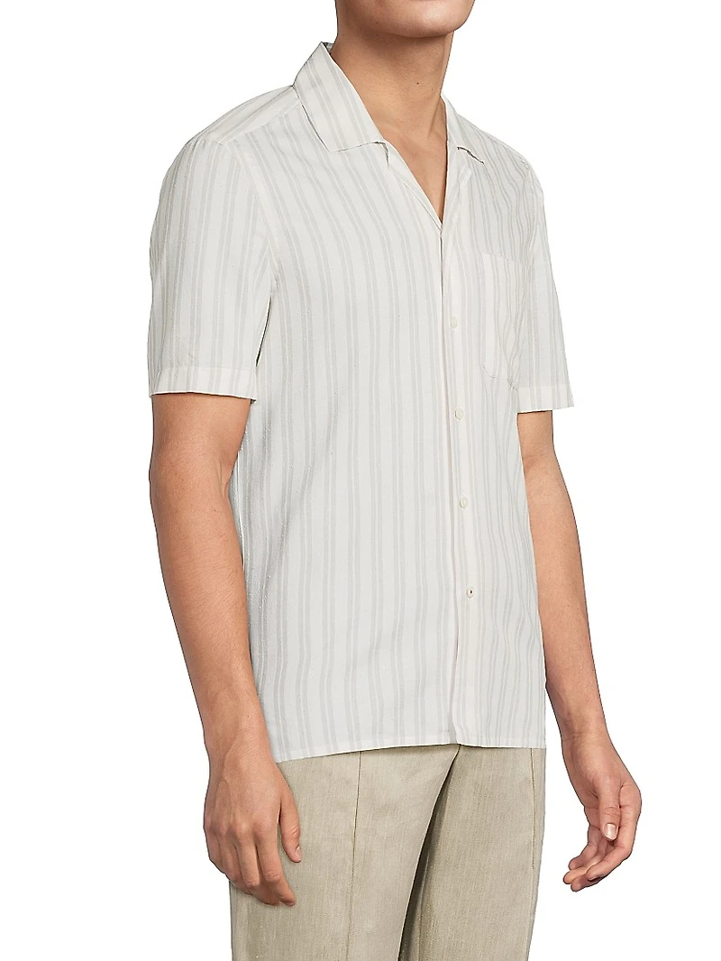 Striped Cotton-Silk Camp Shirt