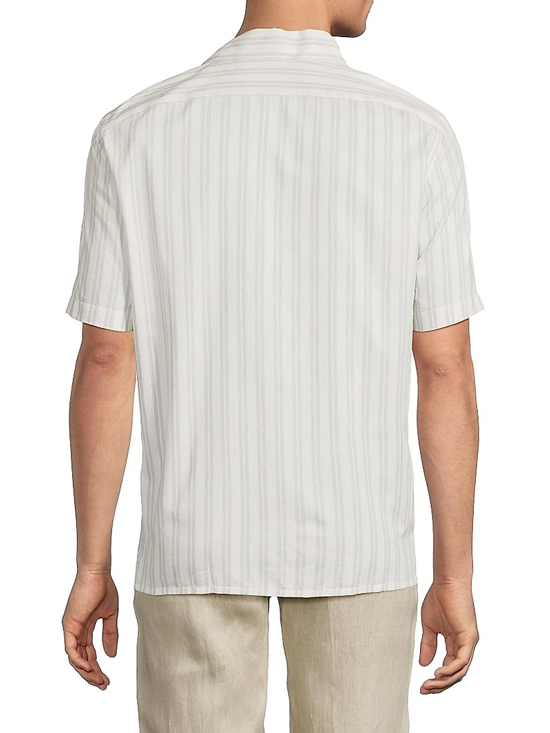 Striped Cotton-Silk Camp Shirt