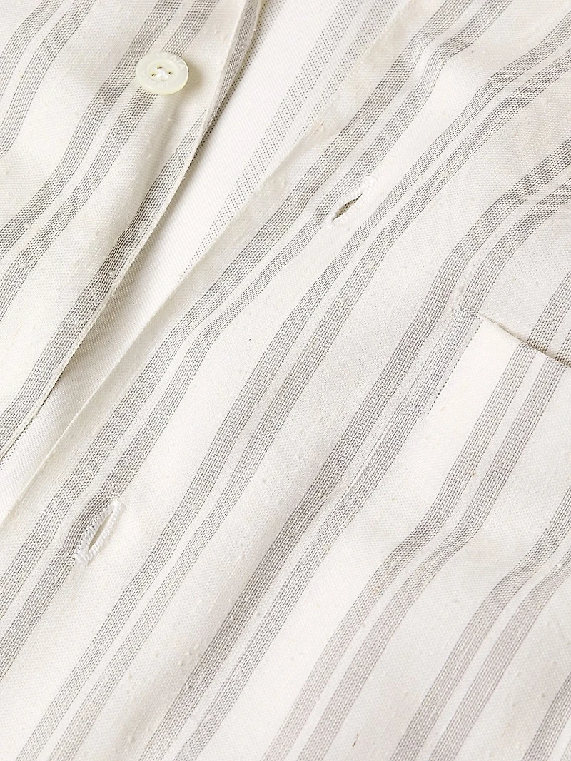 Striped Cotton-Silk Camp Shirt