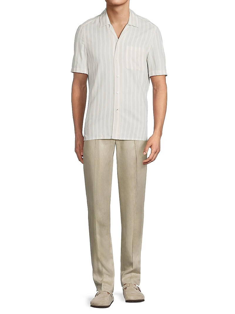 Striped Cotton-Silk Camp Shirt