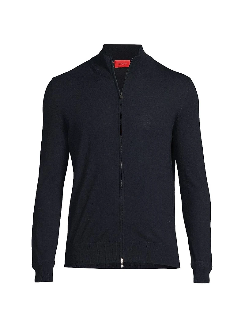 Fine Gauge Full-Zip Wool Sweater