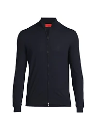 Fine Gauge Full-Zip Wool Sweater