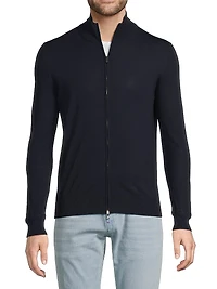 Fine Gauge Full-Zip Wool Sweater