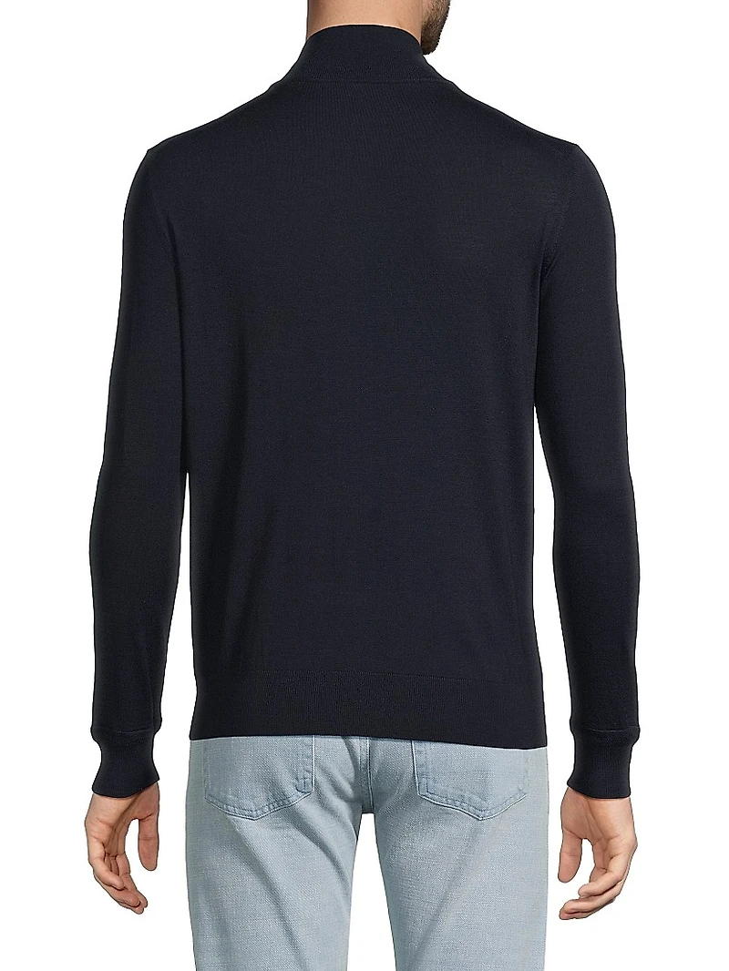 Fine Gauge Full-Zip Wool Sweater