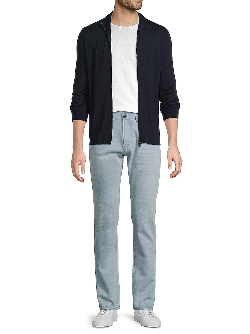 Fine Gauge Full-Zip Wool Sweater