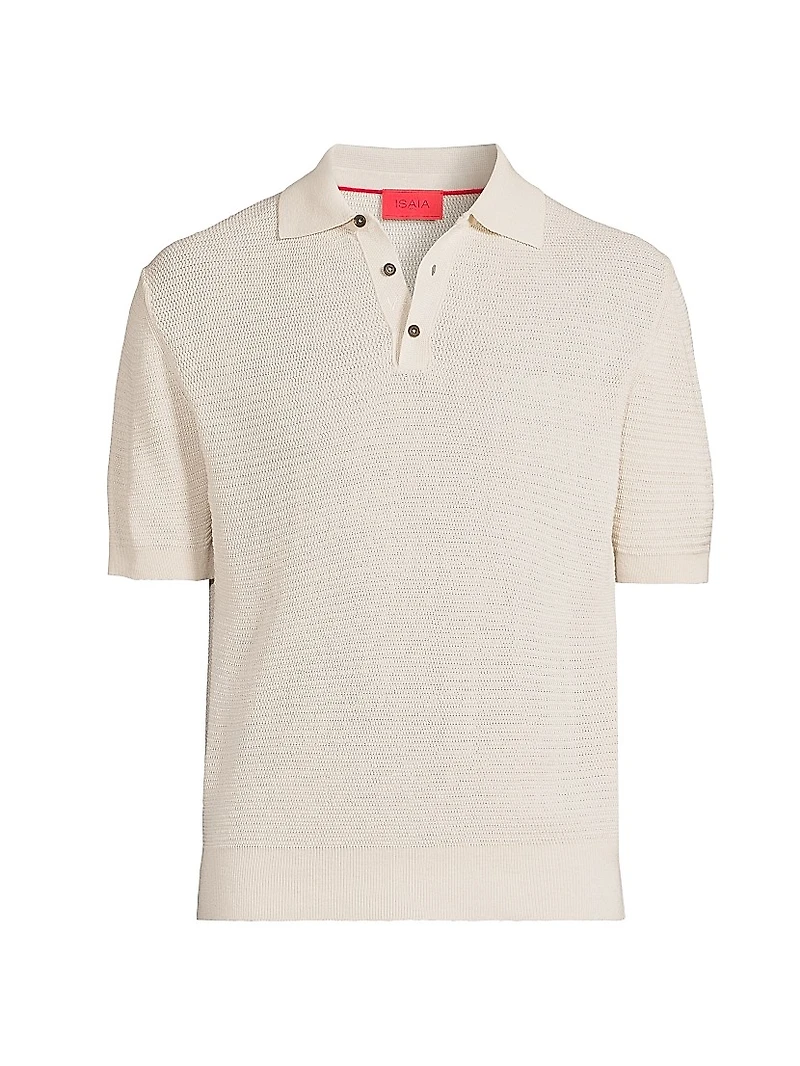Textured Silk-Linen Polo Shirt