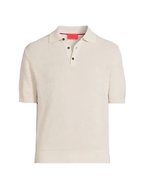 Textured Silk-Linen Polo Shirt