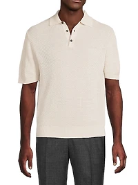 Textured Silk-Linen Polo Shirt