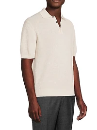 Textured Silk-Linen Polo Shirt