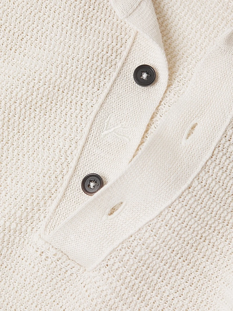 Textured Silk-Linen Polo Shirt