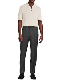 Textured Silk-Linen Polo Shirt