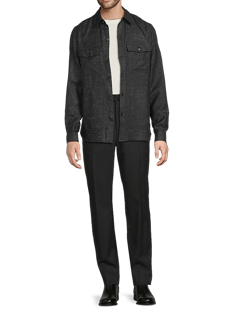 Donegal Silk-Blend Shirt Jacket