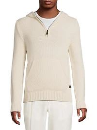 Beach Cashmere-Cotton Quarter-Zip Hoodie