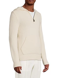 Beach Cashmere-Cotton Quarter-Zip Hoodie
