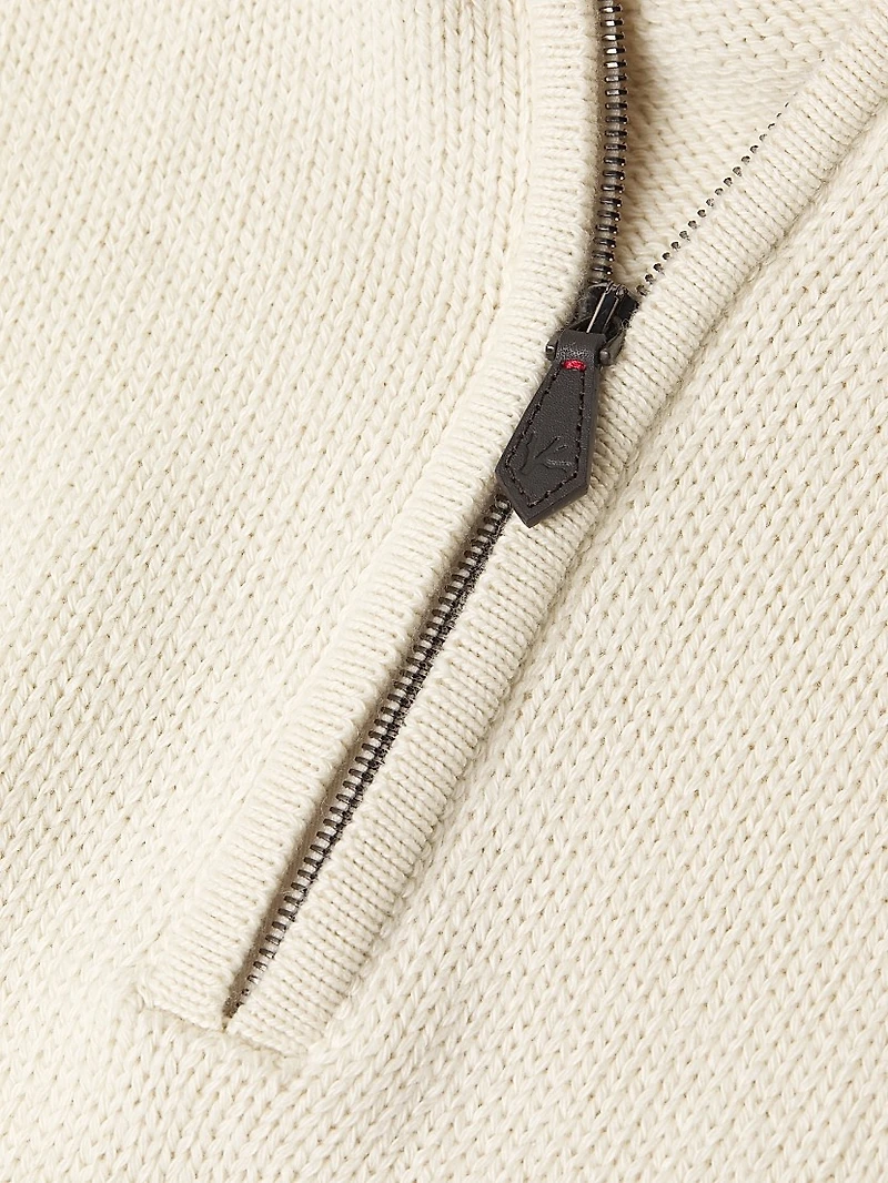 Beach Cashmere-Cotton Quarter-Zip Hoodie