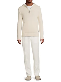 Beach Cashmere-Cotton Quarter-Zip Hoodie