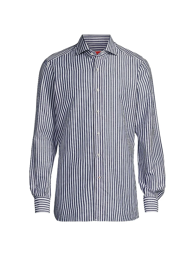 Striped Cotton-Linen Button-Up Shirt